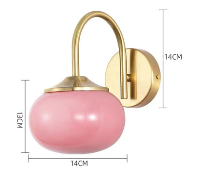 DecorBites™ Glass Ball Wall Lamp: Modern Pink & White Stylish Lighting Fixture for Living Room