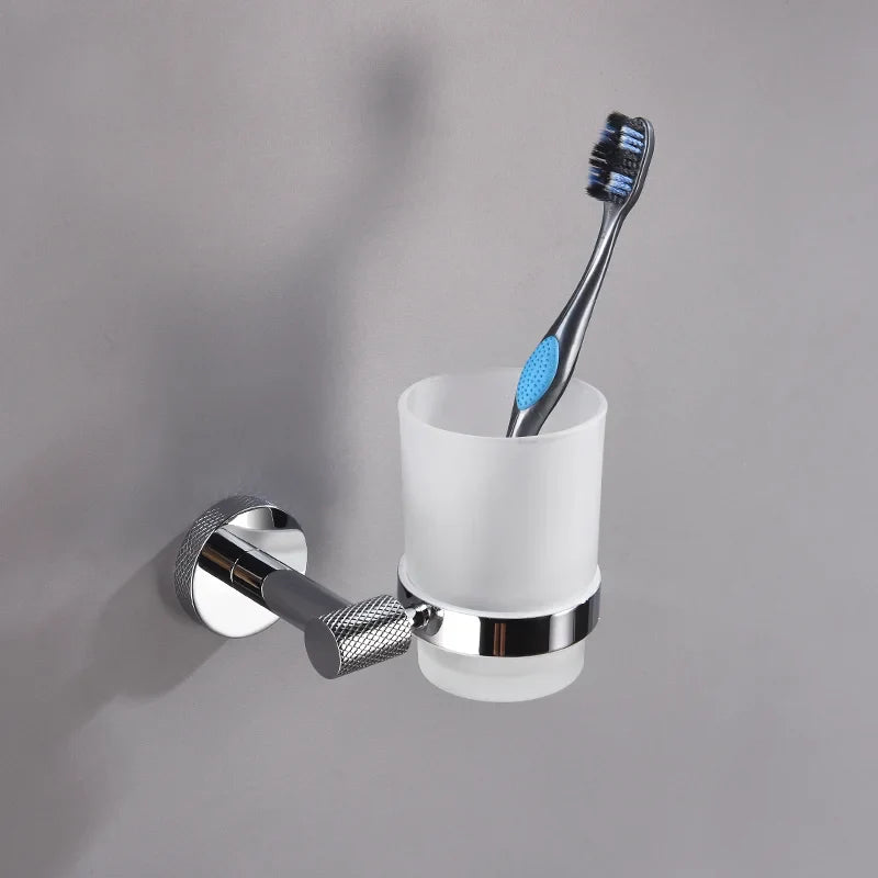DecorBites™ Bathroom Essentials Set: Towel Bar, Toilet Paper Holder, Bathrobe Hook, Soap Dish, Toilet Brush