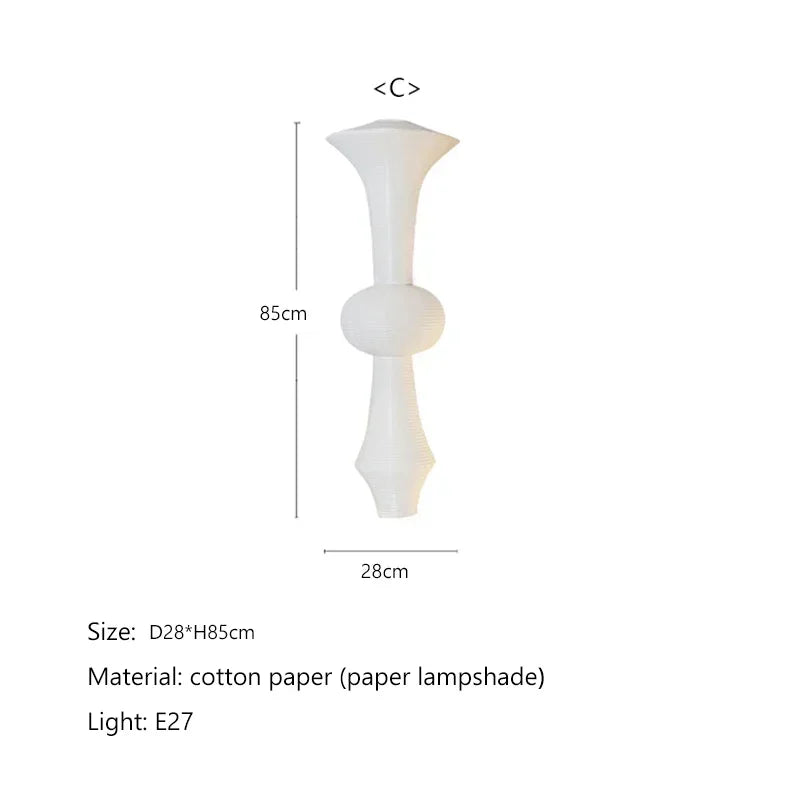 DecorBites™ Japanese Cotton Paper Pendant Lamp Wabi Sabi Chandelier with E27 Bulb