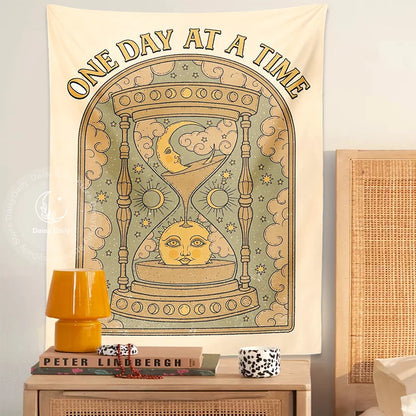 Decobites Sun Moon Hourglass Tapestry Wall Hanging for Mystical Boho Decor