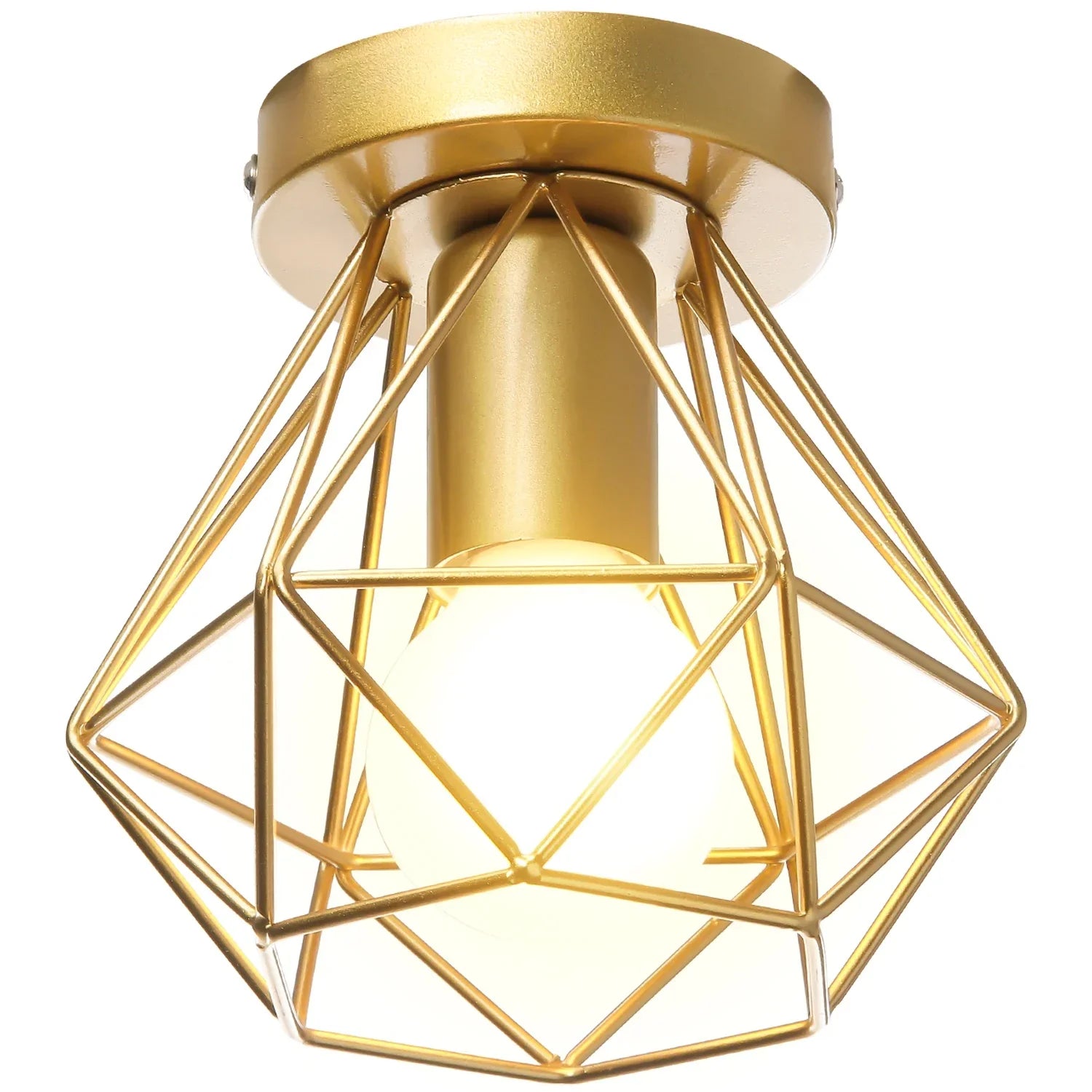 Decorbites™ Lámpara de Techo de Jaula de Hierro Dorado Moderna Decoración Nórdica Retro para Loft E27