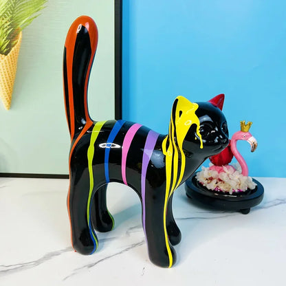 DecorBites™ Graffiti Cat Sculpture Desk Storage Statue Abstract Art Ornament Display