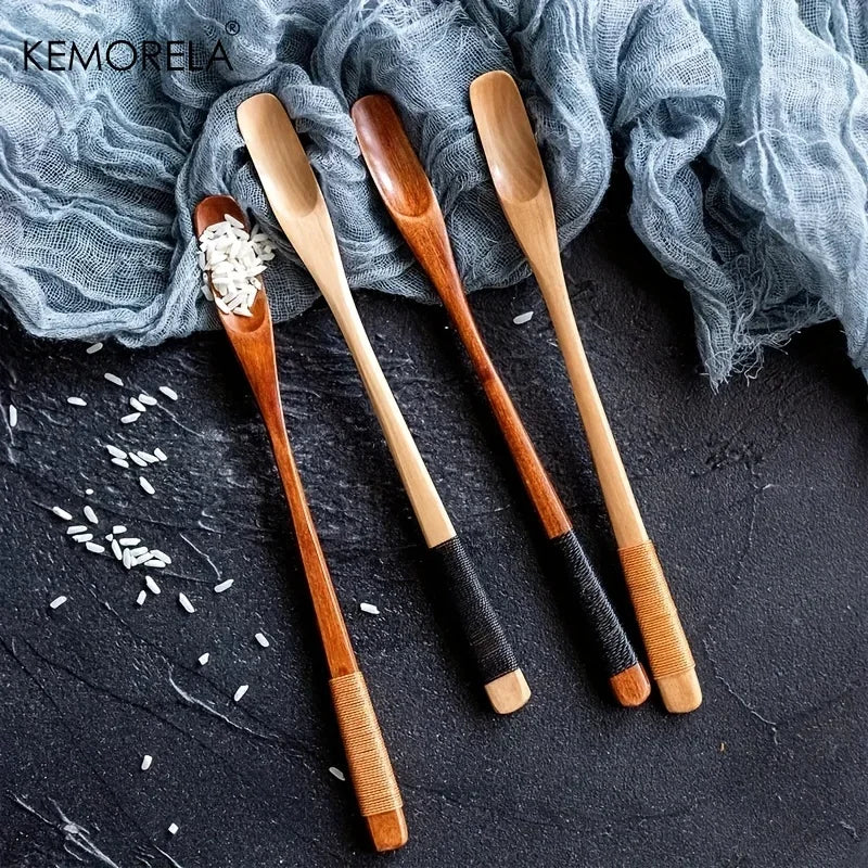 DecorBites™ 4PCS Japanese Style Wooden Spoon Set | Versatile Kitchen Tools for Mixing and Serving