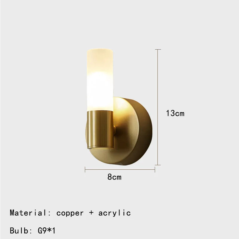 Lámpara de pared de acrílico en latón dorado Decorbites™ con bombilla G9 para iluminación de baño y dormitorio
