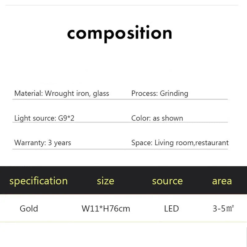 DecorBites™ Glass Wall Lamp Iron LED Light for Home Decor & Illumination