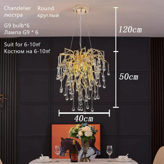 Lámpara de techo DecorBites™ Crystal Water Drop – Lámpara de techo de lujo para hoteles, restaurantes y villas