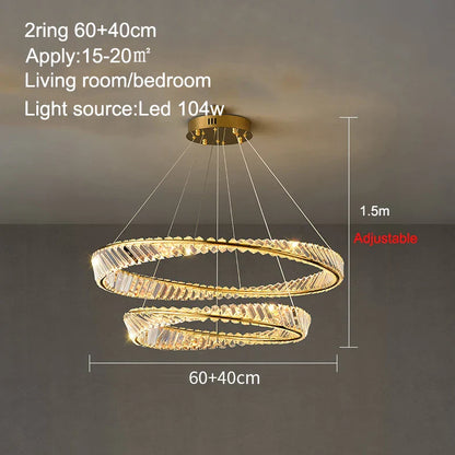 DecorBites™ Crystal Ring Ceiling Lamp - Modern Luxury LED Chandelier for Master Bedroom & Living Room