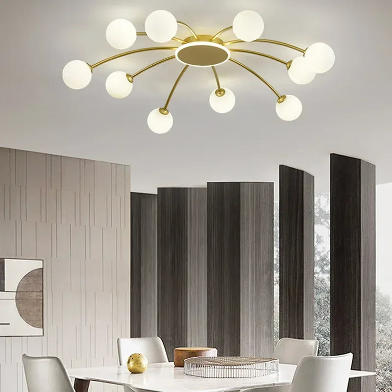 مصباح سقف زجاجي على شكل كرة من DecorBites™ باللون الذهبي لغرفة المعيشة وغرفة الطعام وغرفة النوم من DecorBites™