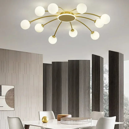 مصباح سقف زجاجي على شكل كرة من DecorBites™ باللون الذهبي لغرفة المعيشة وغرفة الطعام وغرفة النوم من DecorBites™