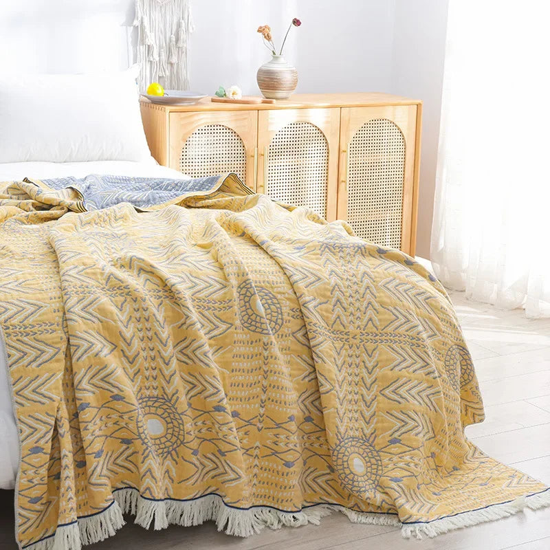 Cotton Gauze Flower Throw