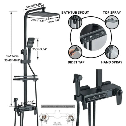 DecorBites™ Digital Display Shower Faucet Rainfall Head Thermostatic Mixer Set