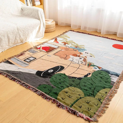 DecorBites™ Knitted Tapestry Sofa Blanket - Light Luxury Decorative Blanket for Living Room, Nap Bedspread, Picnic, Camping Mat