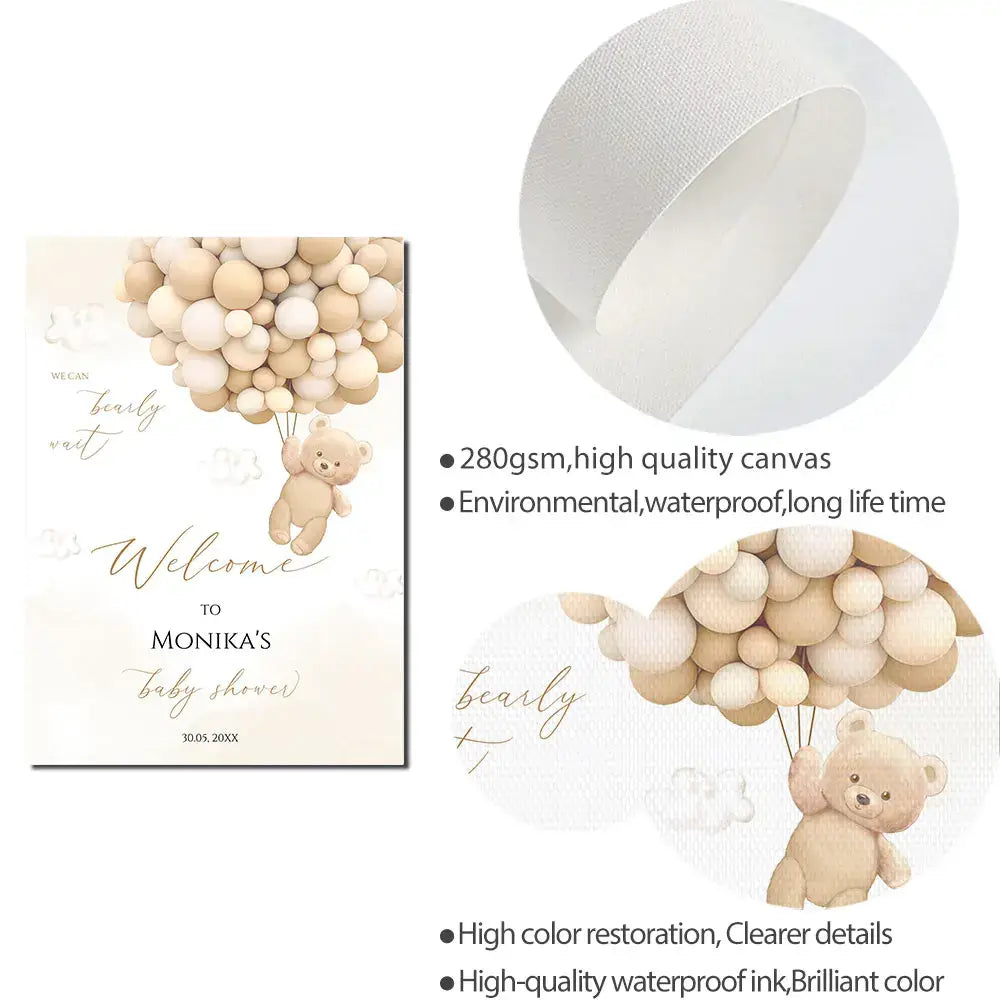 DecorBites™ Personalized Teddy Bear Baby Shower Welcome Sign