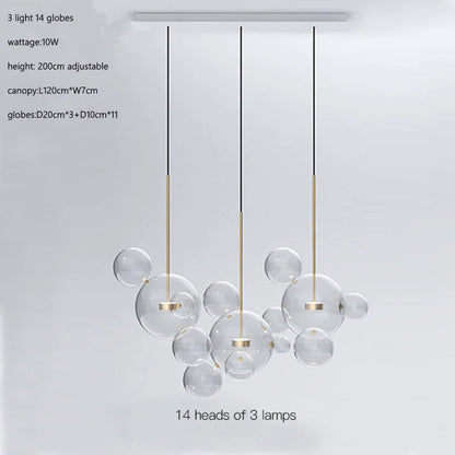 DecorBites™ Glass Bubble Ball LED Chandelier Mickey Light for Modern Indoor Spaces