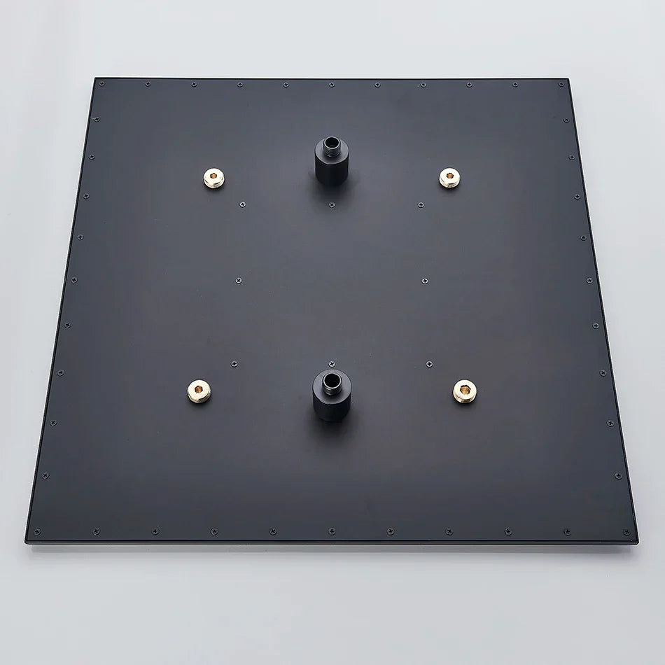 Cabezal de ducha tipo lluvia con luz LED cromada DecorBites™ de 24 pulgadas, montaje en techo, rociador superior y brazo.