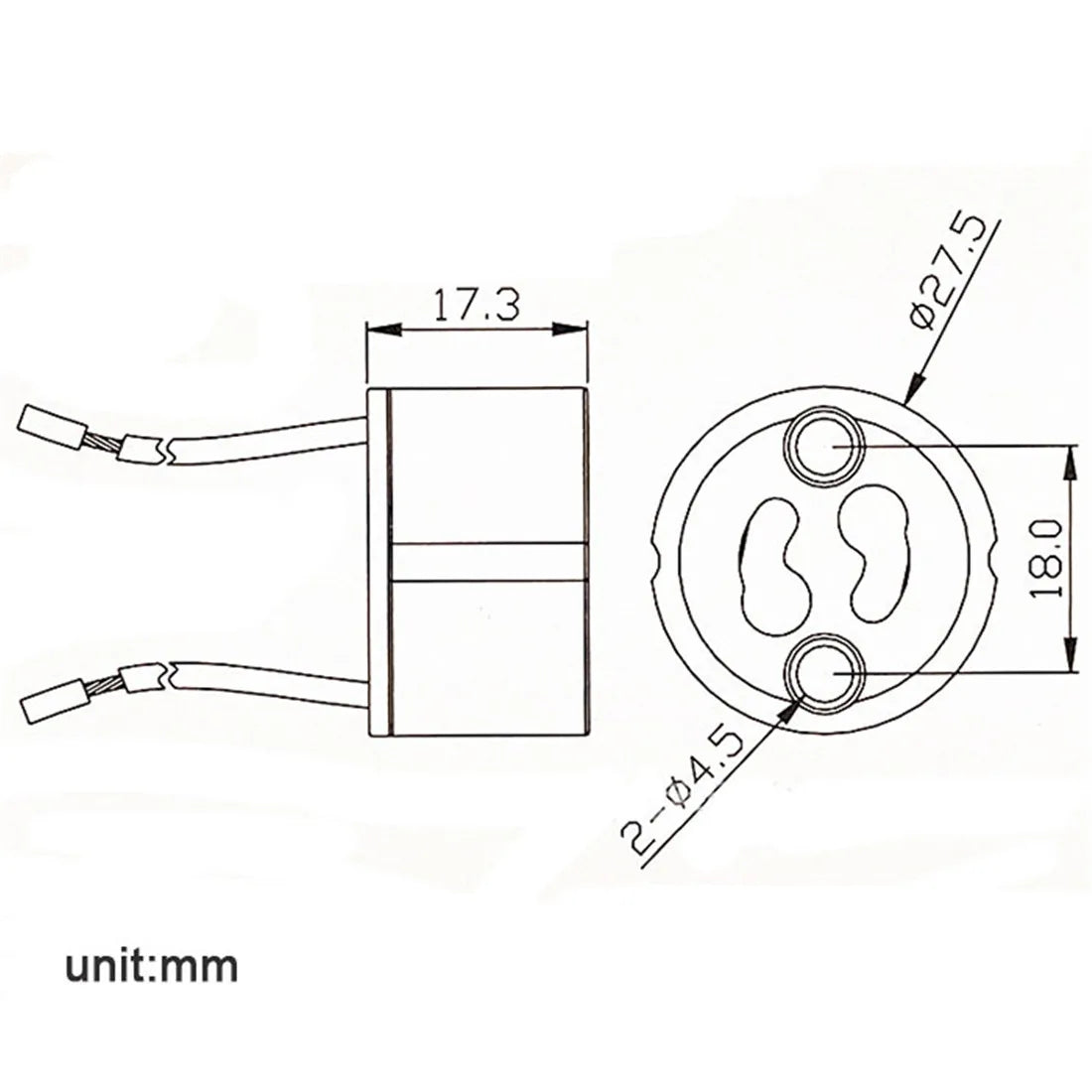 DecorBites™ GU10 Ceramic Socket Holder with Metal Bracket for Halogen Incandescent Bulb