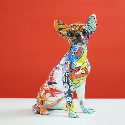 DecorBites™ Chihuahua Dog Resin Sculpture Pop Art Animal Statue Home Decor Object