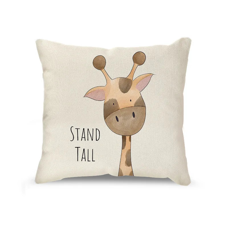 DecorBites™ Cartoon Animal Linen Pillowcase | Home Decor Throw Pillow Covers for Sofa