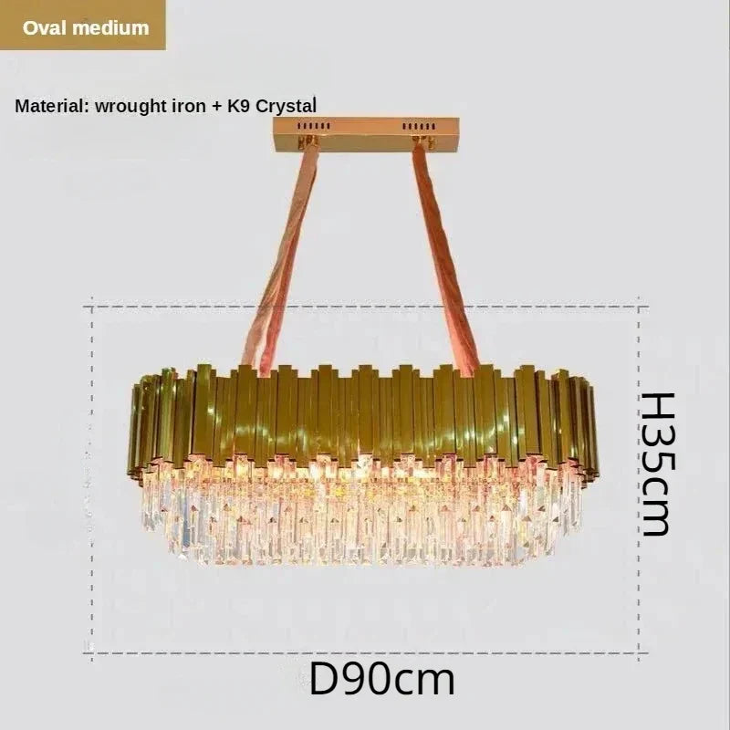 DecorBites™ Crystal Ceiling Chandelier: Luxury Round LED Light for Living Room, Artistic Home Decor