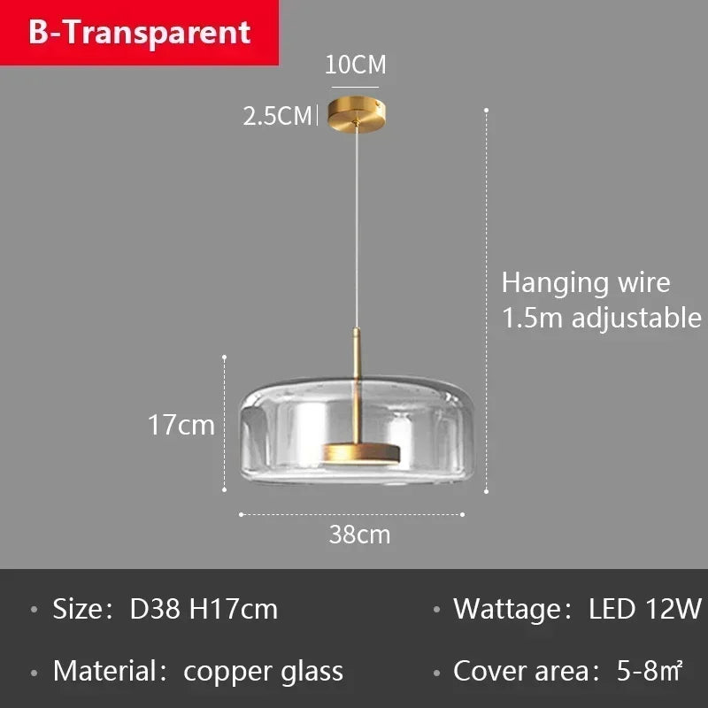 DecorBites™ Glass LED Pendant Chandelier for Dining Room Bar Bedroom Decor