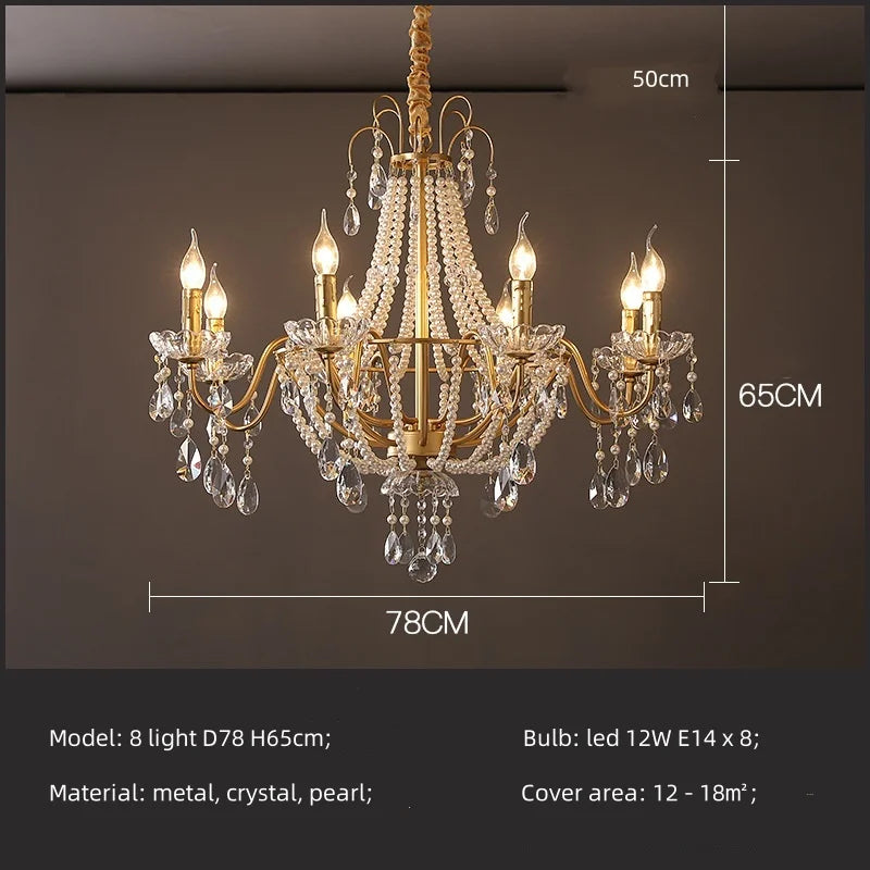 Decorbites™ Lámpara de Araña de Perlas de Cristal Dorado Luces LED de Colgante Decoración de Lujo para Sala de Estar