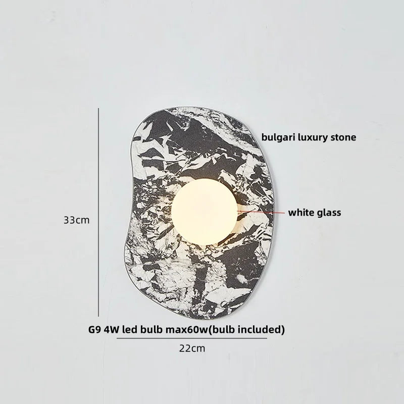 DecorBites™ Green Marble Stone LED Wall Sconce Lighting for Bedroom and Hallway