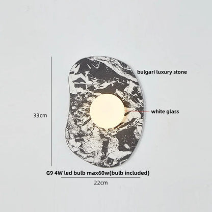 DecorBites™ Green Marble Stone LED Wall Sconce Lighting for Bedroom and Hallway