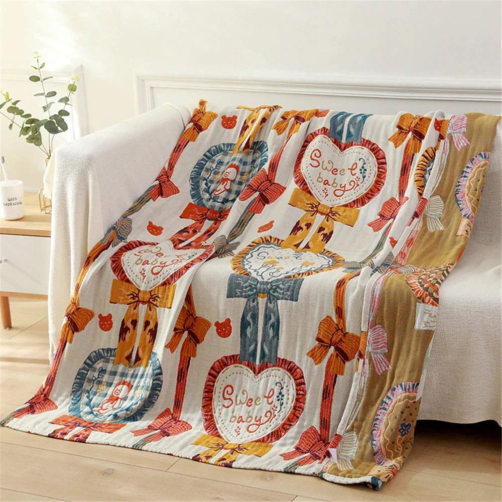 Toalla de baño infantil DecorBites™ de algodón de gasa de 5 capas - 120 x 150 cm