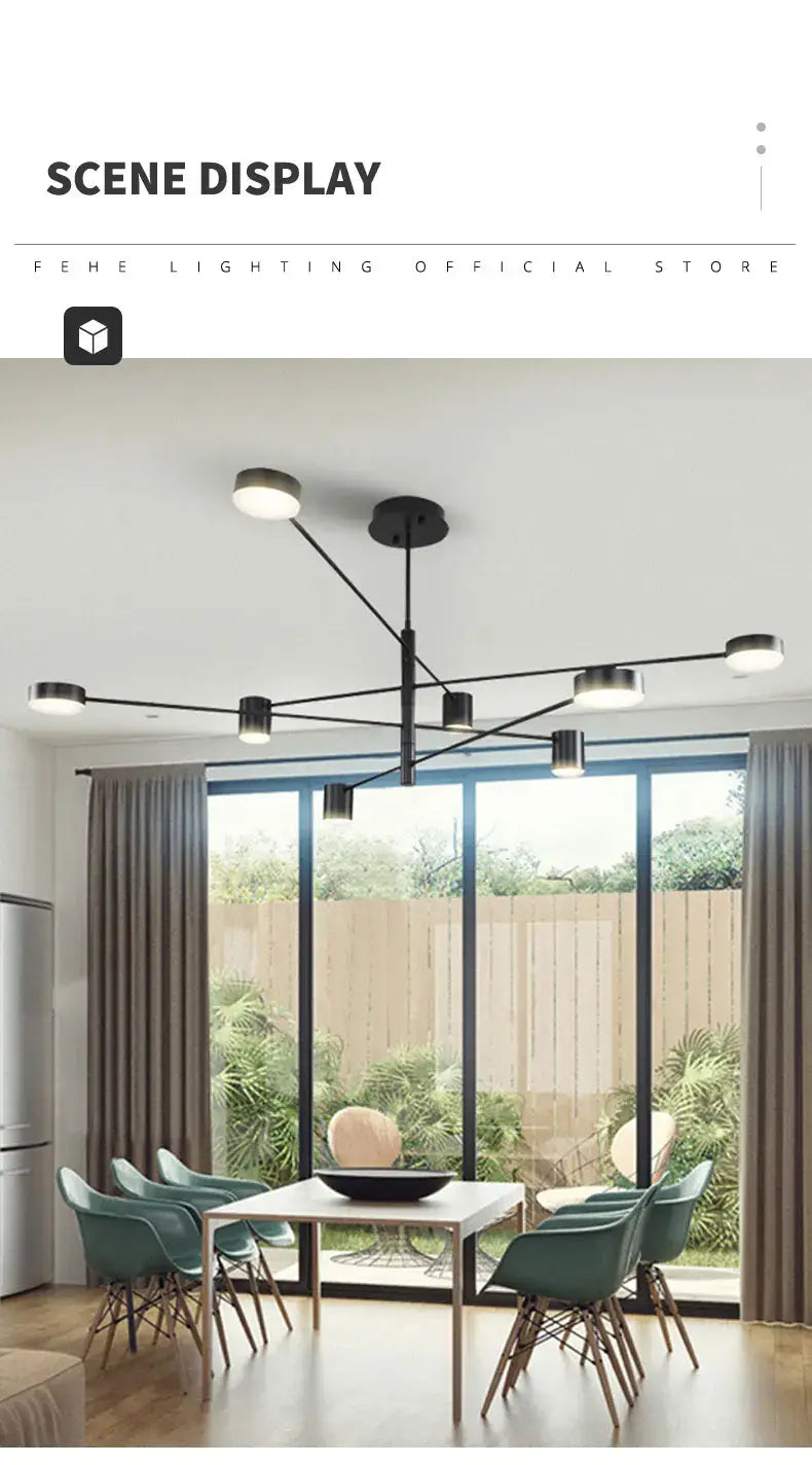 DecorBites™ Modern Black Chandelier: Nordic Style Home Lighting