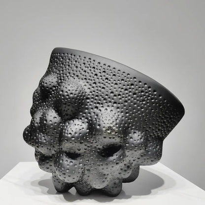 DecorBites™ Black Ceramic Pleated Vase for Stylish Flower Arrangements