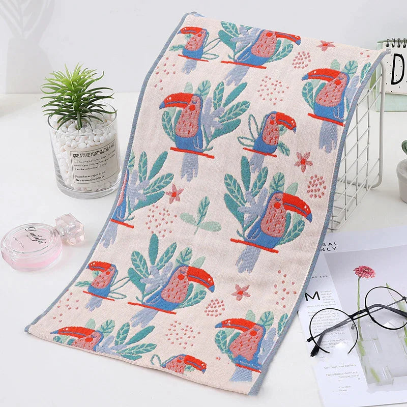 DecorBites™ Kids Cartoon Face Towels - Set of 3 | Cats Print | 100% Cotton | 25*50cm