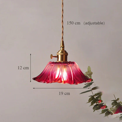 DecorBites™ Japanese Sunflower Glass Pendant Lights Modern Brass Hanglamp Fixture