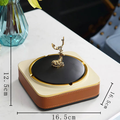 DecorBites™ Brown Leather Desktop Storage Basket and Tissue Box