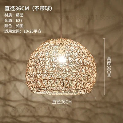 DecorBites™ Hand Woven Rattan Pendant Lights Chandelier Bamboo Modern Living Room Decor