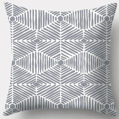 DecorBites™ Grey Geometry Leaves Floral Stripes Plaids Print Lumbar Pillow Case