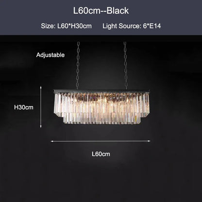 DecorBites™ Crystal Ceiling Chandelier: Modern Black Gold LED Pendant Lamp for Luxury Living Room