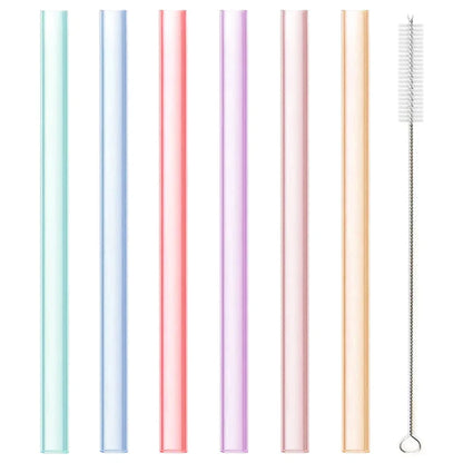 مجموعة من 6 ماصات سيليكون قابلة لإعادة الاستخدام من DecorBites™ مع فرشاة تنظيف - إكسسوارات حفلات صديقة للبيئة