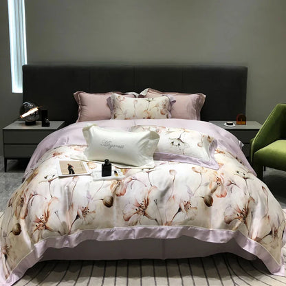 DecorBites™ Eucalyptus Lyocell Flowers Duvet Set with Sheet & Pillowcases