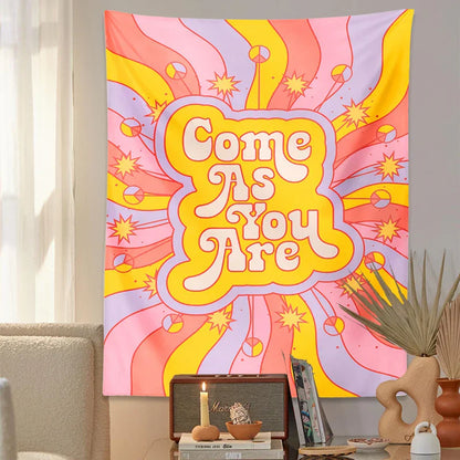 Decobites Retro Sun Rainbow Tapestry | Inspirational Psychedelic Wall Art for Vintage Home Décor