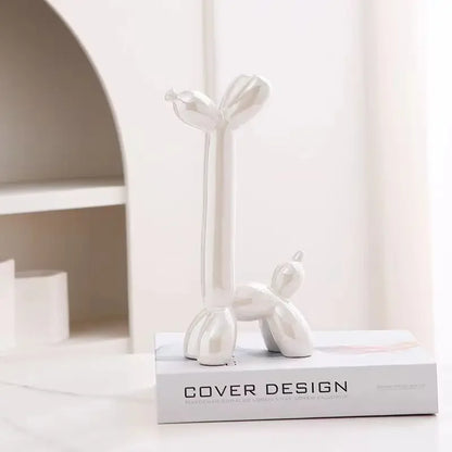 DecorBites™ Abstract Ceramic Balloon Dog Sculpture for Home Office Décor