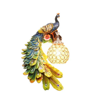 DecorBites™ Gold Peacock Crystal Wall Lamp: Elegant Nordic LED Light for Aisle & Walls