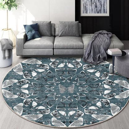 DecorBites™ Circular Geometric Cashmere Floor Mat for Living Room, Stain Resistant & Easy-Clean