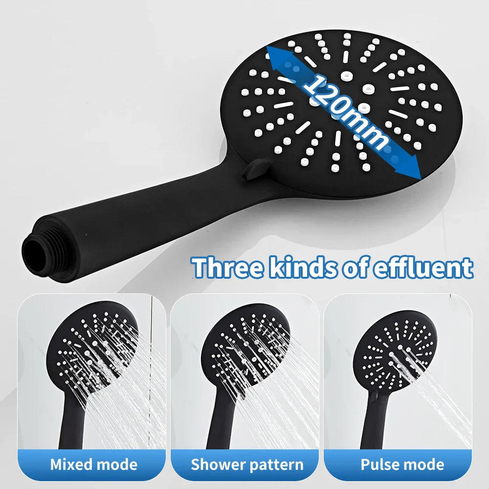 DecorBites™ Black Brass Single Handle Shower Faucet Set with Hand Shower Head