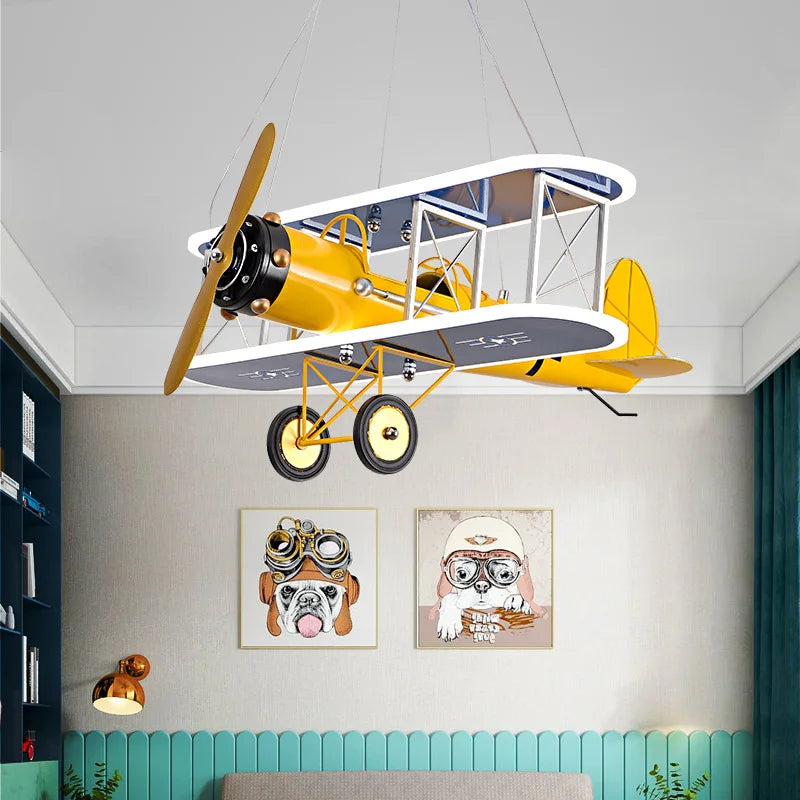 DecorBites™ Children's Aircraft LED Chandelier for Boys Room,False
