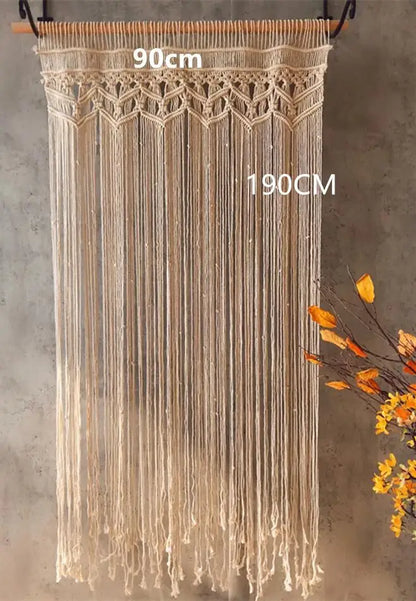 Macrame Cotton Door Curtain | Boho Wall Hanging Tapestry by Decobites