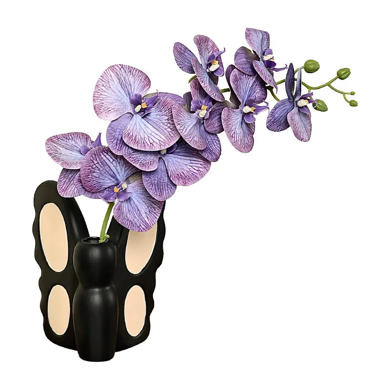 DecorBites™ Black Butterfly Ceramic Vase - Abstract Shape for Floral Arrangements & Home Decor