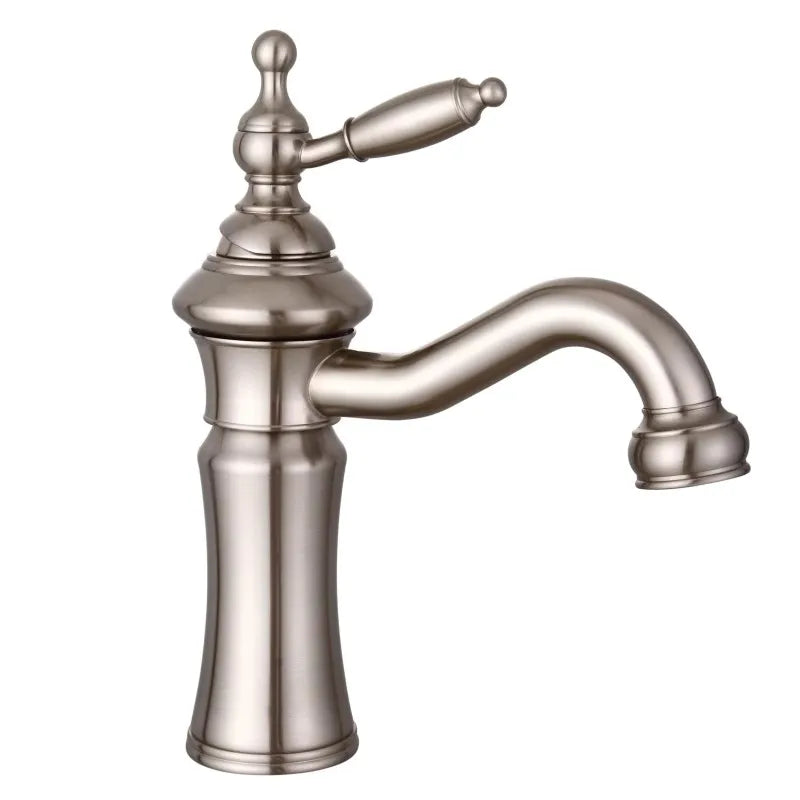 DecorBites™ Brushed Nickel Brass Basin Faucet Swivel Spout Single Handle Hot Cold Mixer
