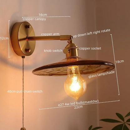 DecorBites™ Glass Copper LED Wall Lights for Home Restaurant Living Room Bedroom