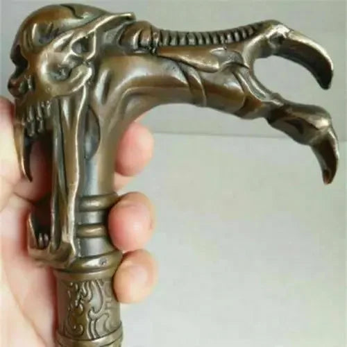DecorBites™ Gothic Bronze Evil Person Statue Cane Walking Stick Head