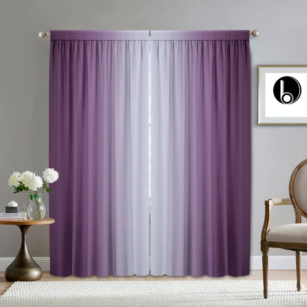 Decobites Purple Background Rod Pocket Curtains for Kitchen, Living Room, Balcony